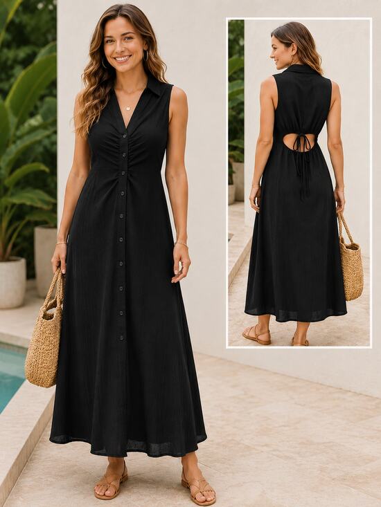 Astr Dresses & Skirts - NWOT ASTR THE LABEL Black Open Back Maxi Dress Large Resort Cruise Vacation